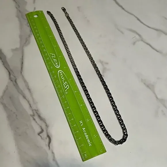 Thick Figaro Chain Stainless Steel Silver Color 24” long Men Women Necklace - Picture 9 of 9